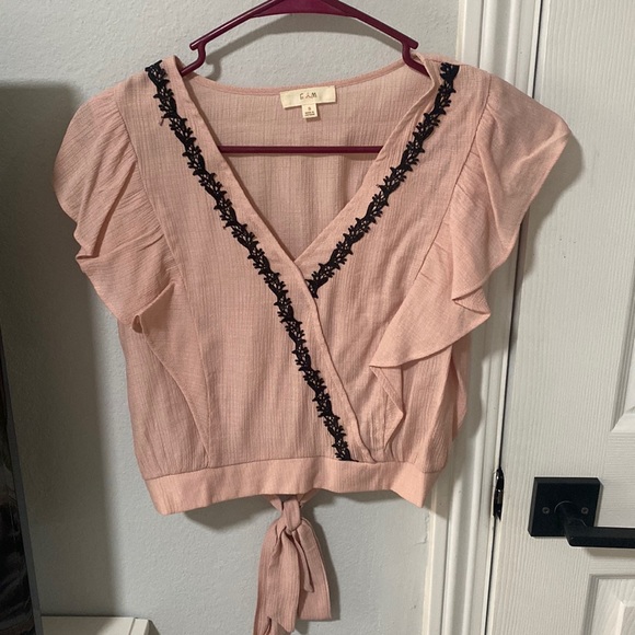 3020343 Pink Tie Back Blouse